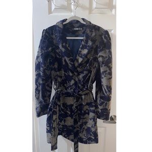 Navy tie dye belted blazer dress from Missguided